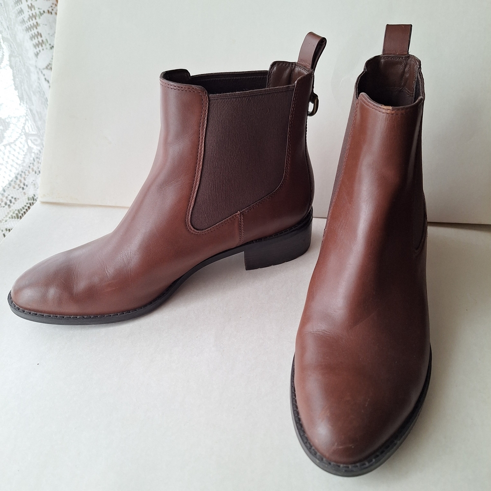 Cole Haan Waterproof Brown Leather Newburg Chelsea Boots Booties